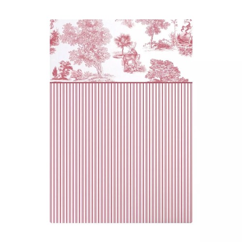 Garnier-Thiébaut - Drap plat imprimé en percale de coton 80 fils/cm², Poésie Rosso