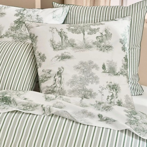 Garnier-Thiébaut - Taies d'oreiller imprimées en percale de coton 80 fils/cm², Poésie Verde