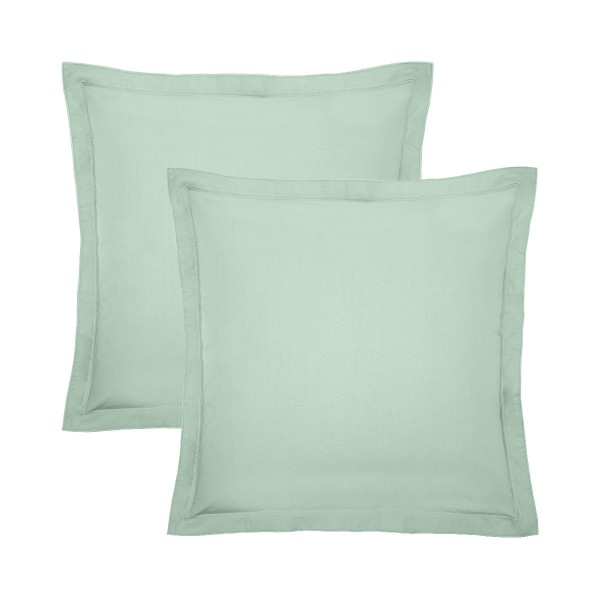 Garnier-Thiébaut - Taies d'oreiller carrées unies en percale de coton 80 fils/cm² La percale française Givre