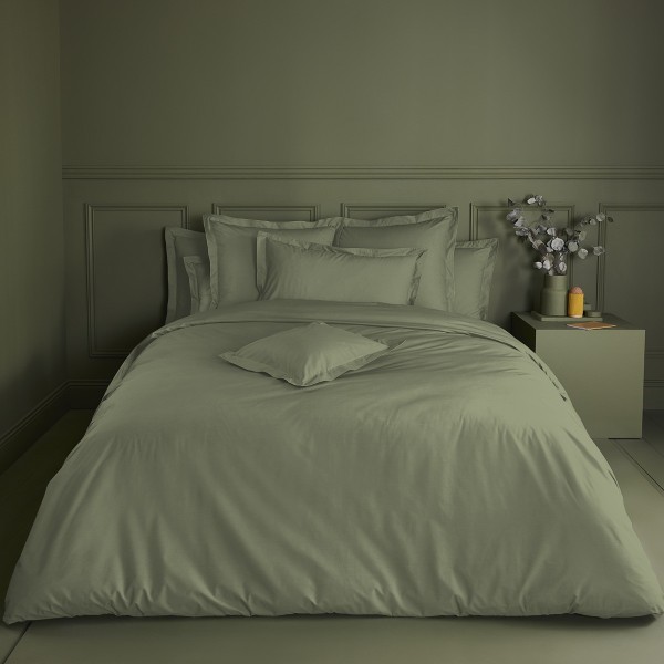 Garnier-Thiébaut - Tissu uni en percale de coton 80 fils/cm² La percale française Verde- Laize 288cm