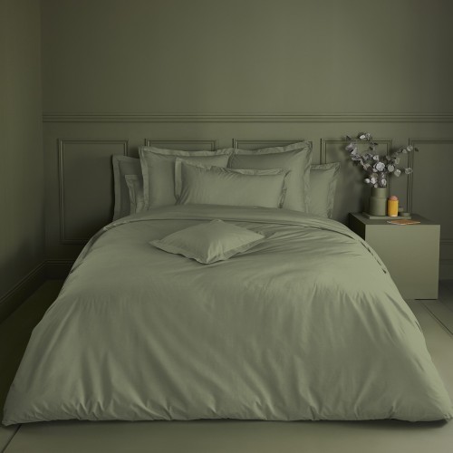 Garnier-Thiébaut - Tissu uni en percale de coton 80 fils/cm² La percale française Verde- Laize 288cm