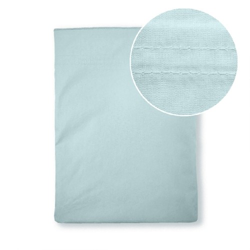 Garnier-Thiébaut - Drap plat uni en percale de coton 80 fils/cm² La percale française Bleu Aqua