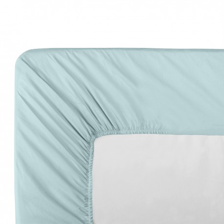 Garnier-Thiébaut - Tissu uni en percale de coton 80 fils/cm² La percale française Bleu Aqua- Laize 288cm