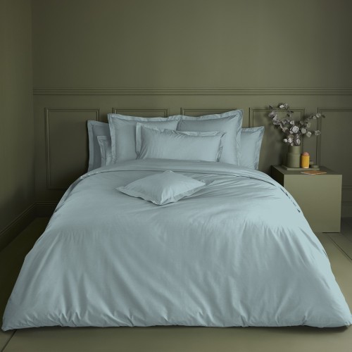 Garnier-Thiébaut - Tissu uni en percale de coton 80 fils/cm² La percale française Bleu Aqua- Laize 288cm