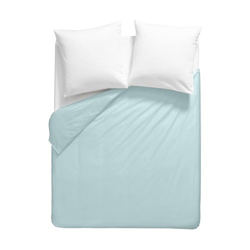 Garnier-Thiébaut - Tissu uni en percale de coton 80 fils/cm² La percale française Bleu Aqua- Laize 288cm