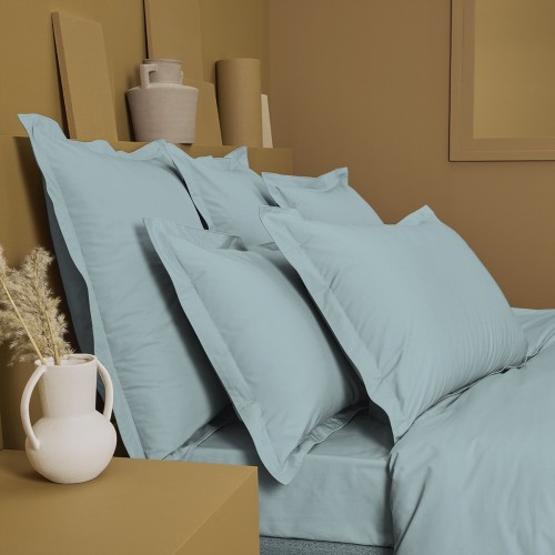 Garnier-Thiébaut - Housse de couette unie en percale de coton 80 fils/cm² La percale française Bleu Aqua