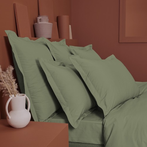 Garnier-Thiébaut - Housse de couette unie en percale de coton 80 fils/cm² La percale française Verde