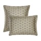 Garnier-Thiébaut - Taies d'oreiller imprimées en satin de coton 120 fils/cm² Eventails Argile