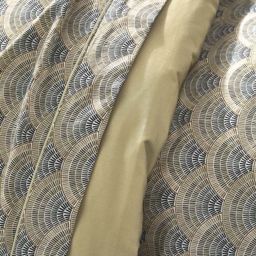 Garnier-Thiébaut - Housse de couette imprimée en satin de coton 120 fils/cm² Eventails Argile
