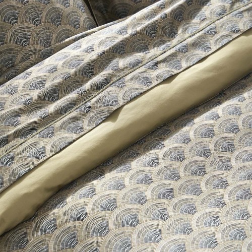 Garnier-Thiébaut - Tissu imprimé en satin de coton 120 fils/cm² Eventails Argile, Laize 300cm