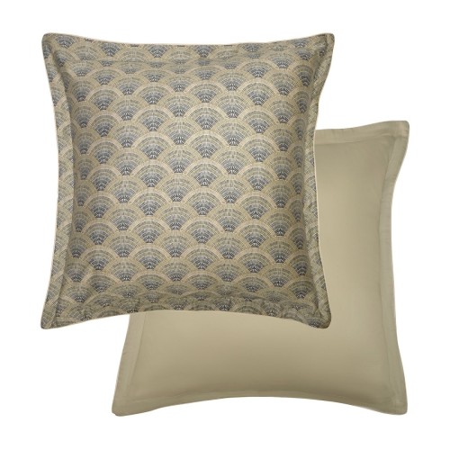 Garnier-Thiébaut - Tissu imprimé en satin de coton 120 fils/cm² Eventails Argile, Laize 300cm