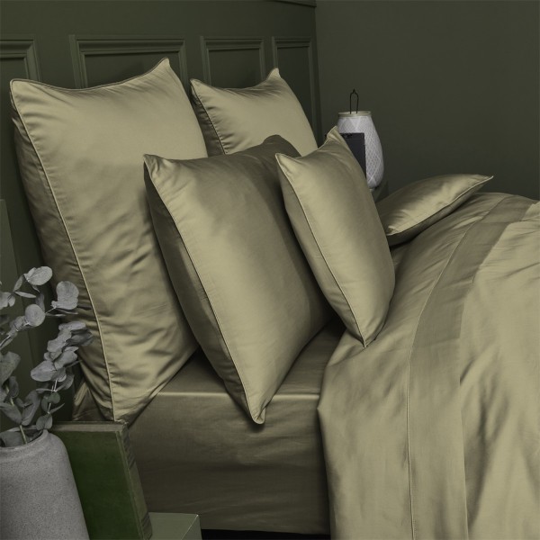 Garnier-Thiébaut - Tissu uni en satin de coton 120 fils/cm² Ava Glaise, Laize 268cm