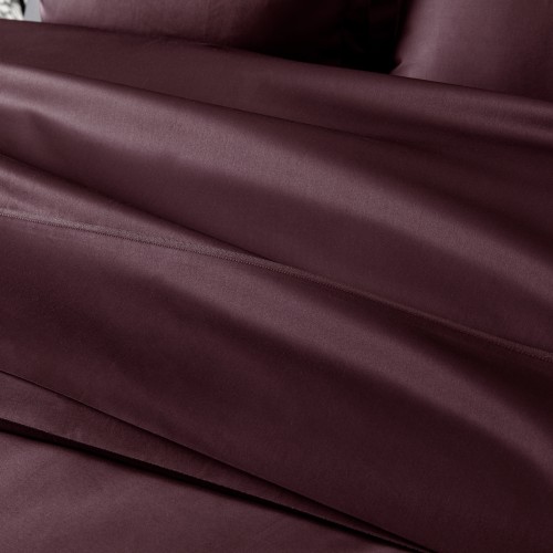 Alexandre Turpault - Parure de lit unie en satin de coton Bio 120 fils/cm² Teophile Hellébore