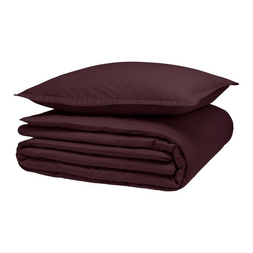 Alexandre Turpault - Parure de lit unie en satin de coton Bio 120 fils/cm² Teophile Hellébore