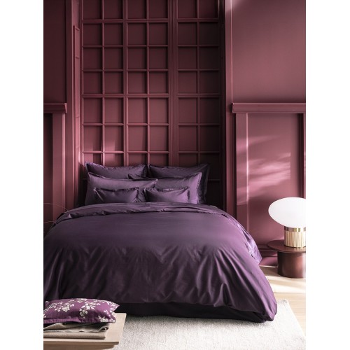 Alexandre Turpault - Parure de lit unie en satin de coton Bio 120 fils/cm² Teophile Hellébore