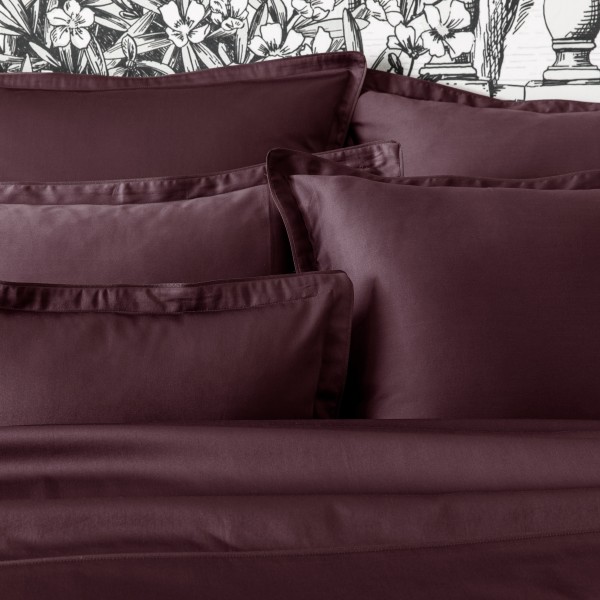 Alexandre Turpault - Housse de couette unie en satin de coton Bio 120 fils/cm² Teophile Hellébore