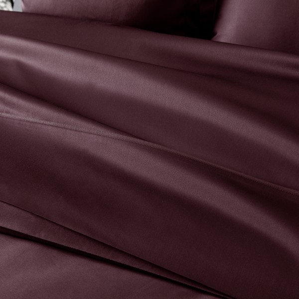 Alexandre Turpault - Housse de couette unie en satin de coton Bio 120 fils/cm² Teophile Hellébore