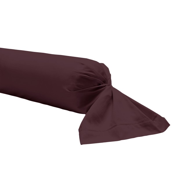 Alexandre Turpault - Taie de traversin rectangle unie en satin de coton Bio 120 fils/cm² Teophile Hellébore