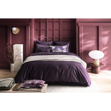 Alexandre Turpault - Housse de couette unie en satin de coton Bio 120 fils/cm² Teophile Hellébore