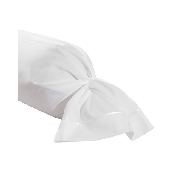Taie de traversin unie en satin de coton Bio Teophile Neige, Alexandre Turpault