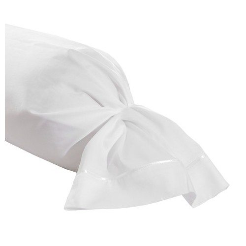 Taie de traversin unie en satin de coton Bio Teophile Neige, Alexandre Turpault