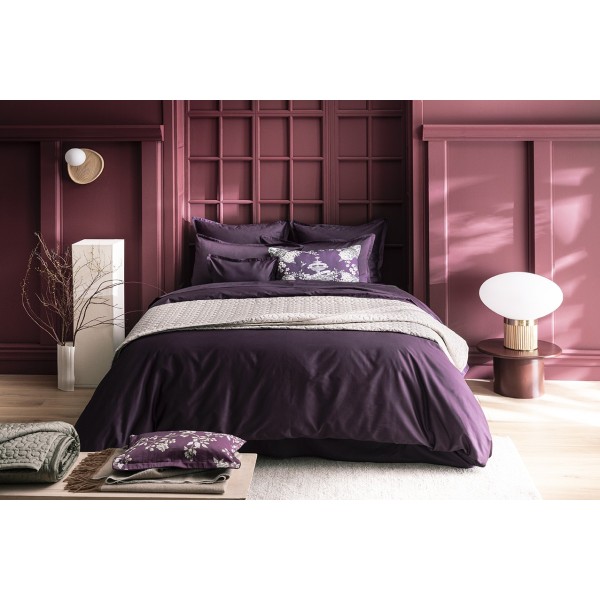 Housse de couette unie en satin de coton Bio Teophile Hellébore