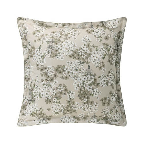 Fine Fleur, Taie d'oreiller carrée imprimée en satin de coton Bio 120 fils/cm² - Alexandre Turpault