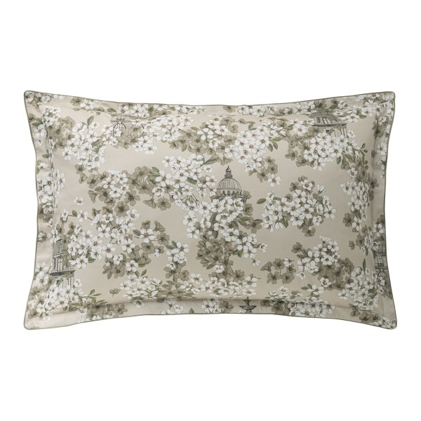 Fine Fleur, Taie d'oreiller rectangle imprimée en satin de coton Bio 120 fils/cm² - Alexandre Turpault