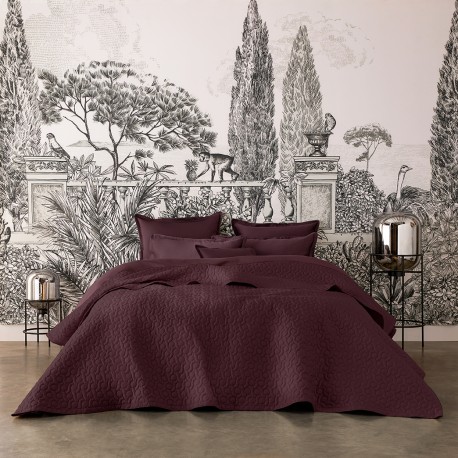 Couvre lit matelassé uni réversible satin de coton Bio Poésie Hellébore 260x240, Alexandre Turpault