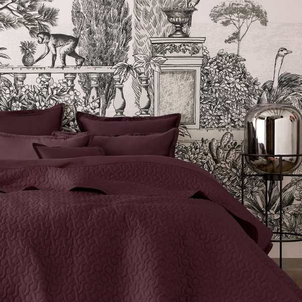 Couvre lit matelassé uni réversible satin de coton Bio Poésie Hellébore 260x240, Alexandre Turpault