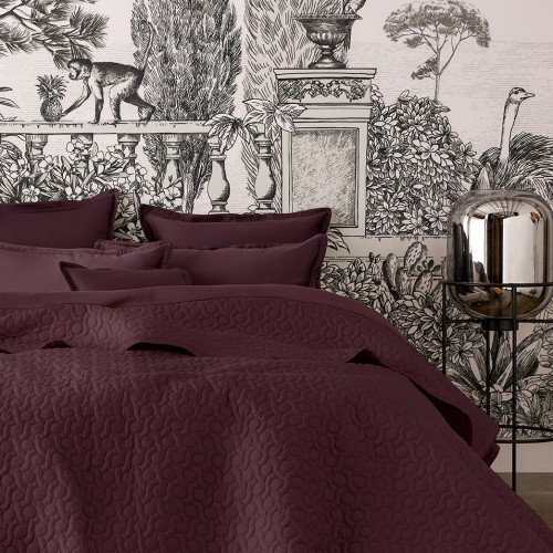 Couvre lit matelassé uni réversible satin de coton Bio Poésie Hellébore 260x240, Alexandre Turpault