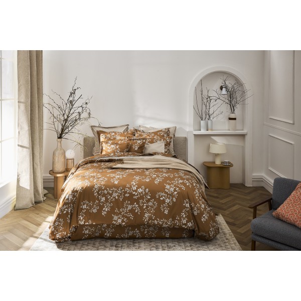Vivienne Gingembre, housse de couette imprimée en satin de coton Bio 120 fils/cm² - Alexandre Turpault