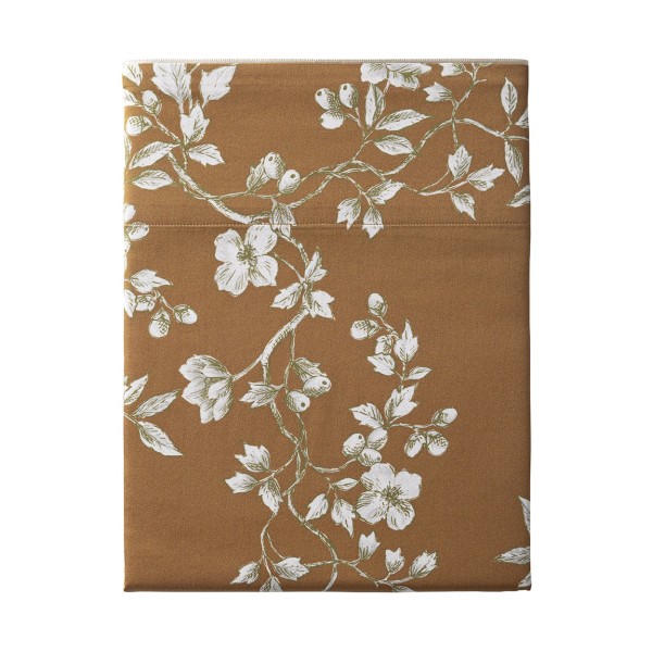 Vivienne Gingembre, Drap plat imprimé imprimée en satin de coton Bio 120 fils/cm² - Alexandre Turpault