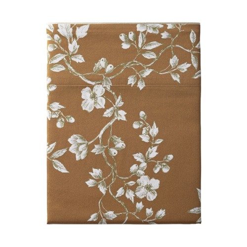 Vivienne Gingembre, Drap plat imprimé imprimée en satin de coton Bio 120 fils/cm² - Alexandre Turpault