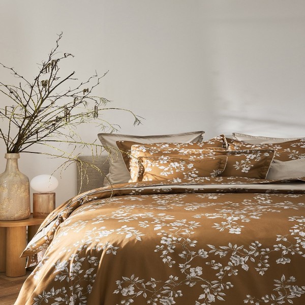 Vivienne Gingembre, housse de couette imprimée en satin de coton Bio 120 fils/cm² - Alexandre Turpault