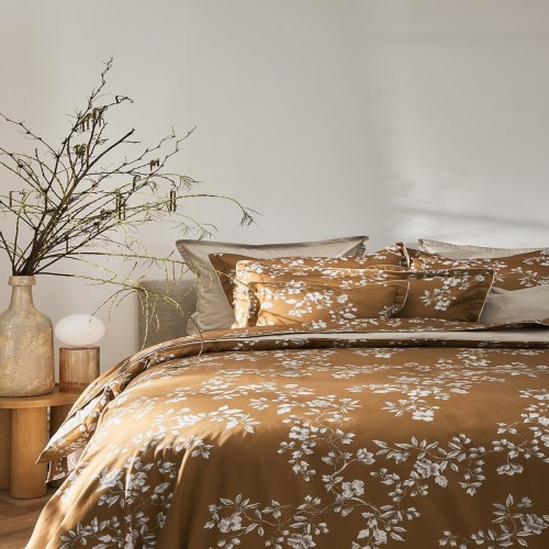 Vivienne Gingembre, housse de couette imprimée en satin de coton Bio 120 fils/cm² - Alexandre Turpault