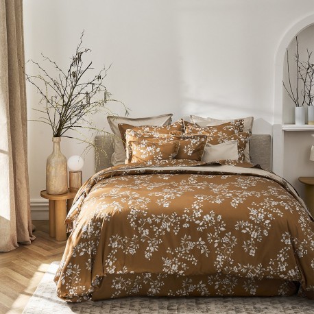 Vivienne Gingembre, housse de couette imprimée en satin de coton Bio 120 fils/cm² - Alexandre Turpault