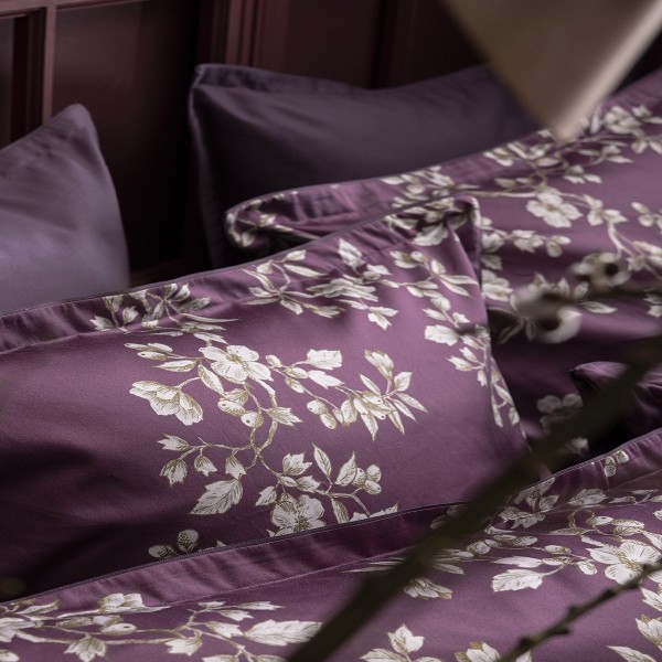 Vivienne Pensée, Parure de lit imprimée en satin de coton Bio 120 fils/cm² - Alexandre Turpault