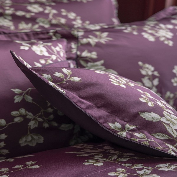 Vivienne Pensée, Parure de lit imprimée en satin de coton Bio 120 fils/cm² - Alexandre Turpault