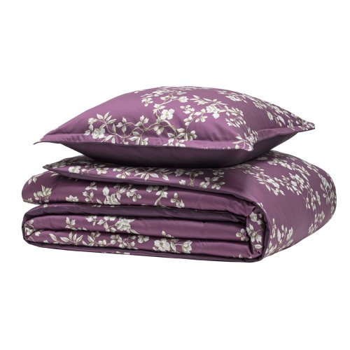 Vivienne Pensée, Parure de lit imprimée en satin de coton Bio 120 fils/cm² - Alexandre Turpault