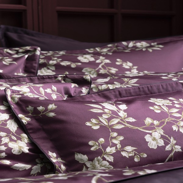 Vivienne Pensée, Parure de lit imprimée en satin de coton Bio 120 fils/cm² - Alexandre Turpault