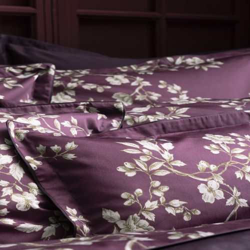 Vivienne Pensée, Parure de lit imprimée en satin de coton Bio 120 fils/cm² - Alexandre Turpault