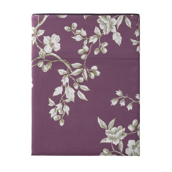Vivienne Pensée, Drap plat imprimé en satin de coton Bio 120 fils/cm² - Alexandre Turpault