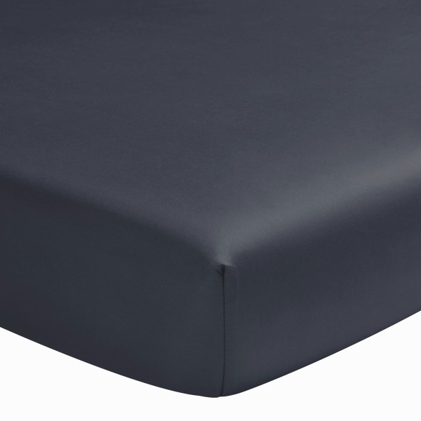 Drap housse uni Teophile Marine en satin de coton Bio 120 fils/cm² - Alexandre Turpault - Dos