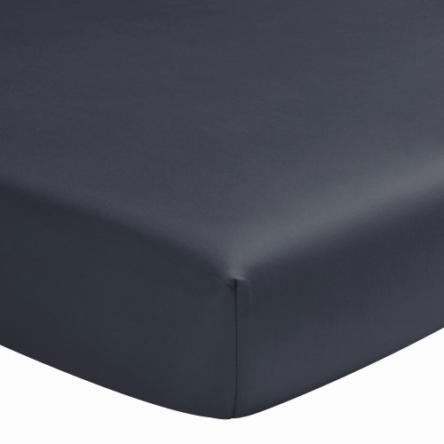 Drap housse uni Teophile Marine en satin de coton Bio 120 fils/cm² - Alexandre Turpault - Dos