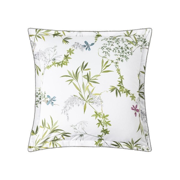 Matin, Taie d'oreiller carrée imprimée en satin de coton Bio 120 fils/cm² - Alexandre Turpault