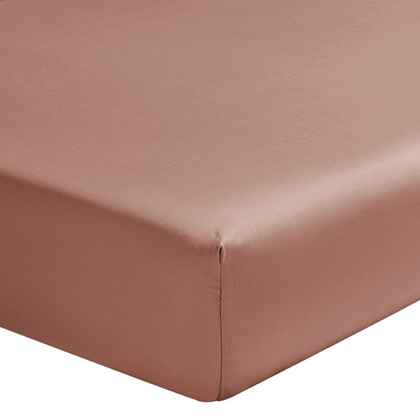 Drap housse uni Teophile Terre cuite en satin de coton Bio 120 fils/cm² - Alexandre Turpault
