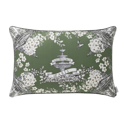 Housse de coussin imprimée pur lin Faubourg Mousse, Alexandre Turpault