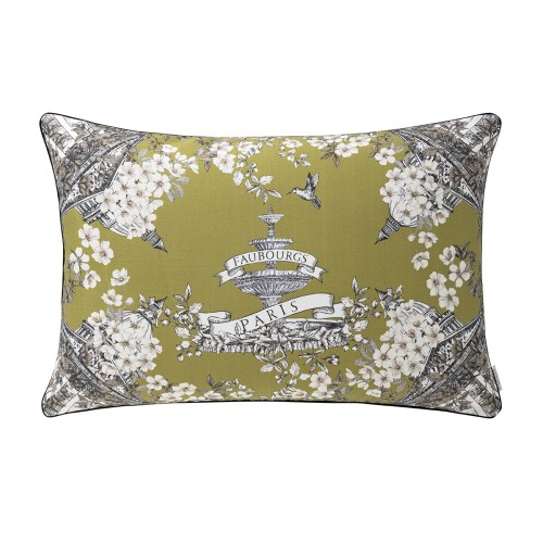 Housse de coussin imprimée pur lin Faubourg Absinthe, Alexandre Turpault