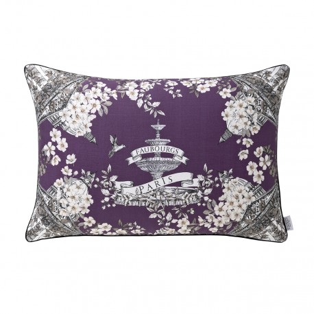 Housse de coussin imprimée pur lin Faubourg Prunelle, Alexandre Turpault